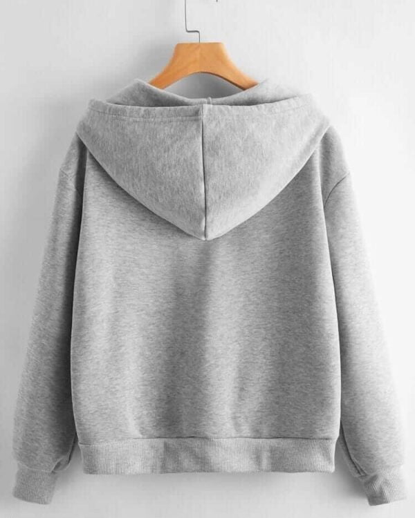 Women's Stitched Grey Fleece Hoodie - Image 2