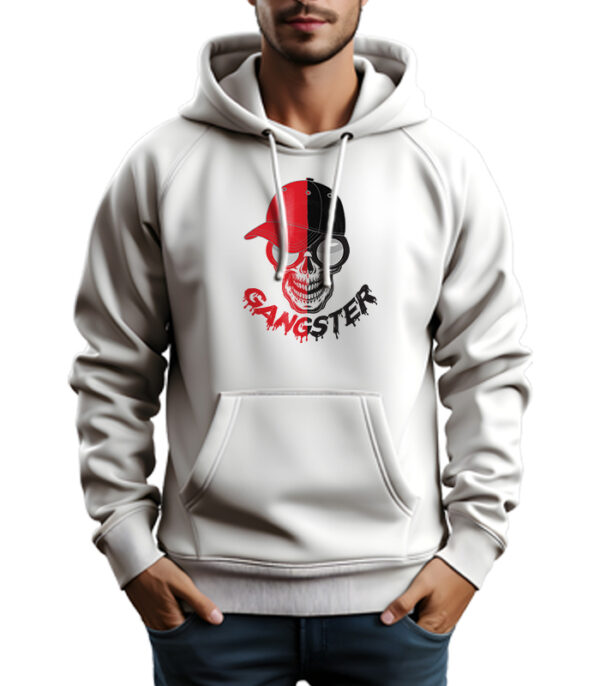 Gangster Design White Printed Hoodie