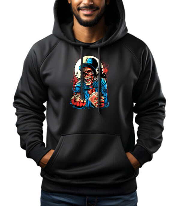 Skeleton Playing Card Black Printed Hoodie