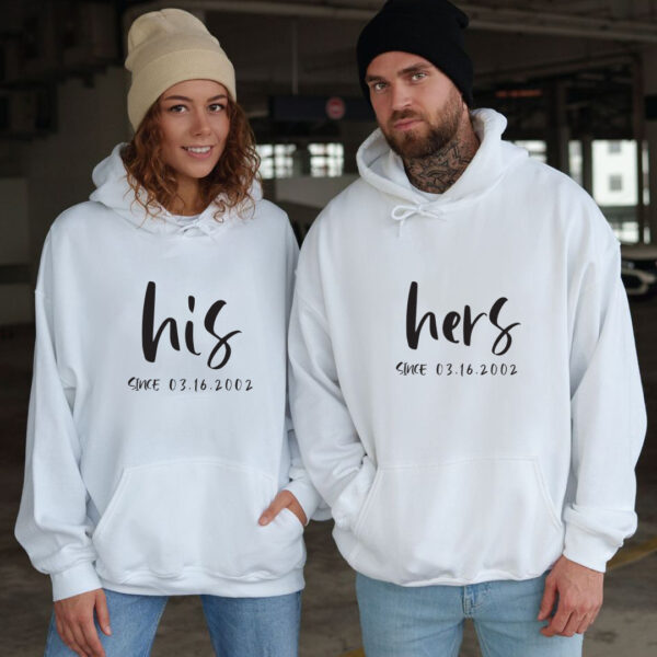 His & Her's Couple White Hoodie