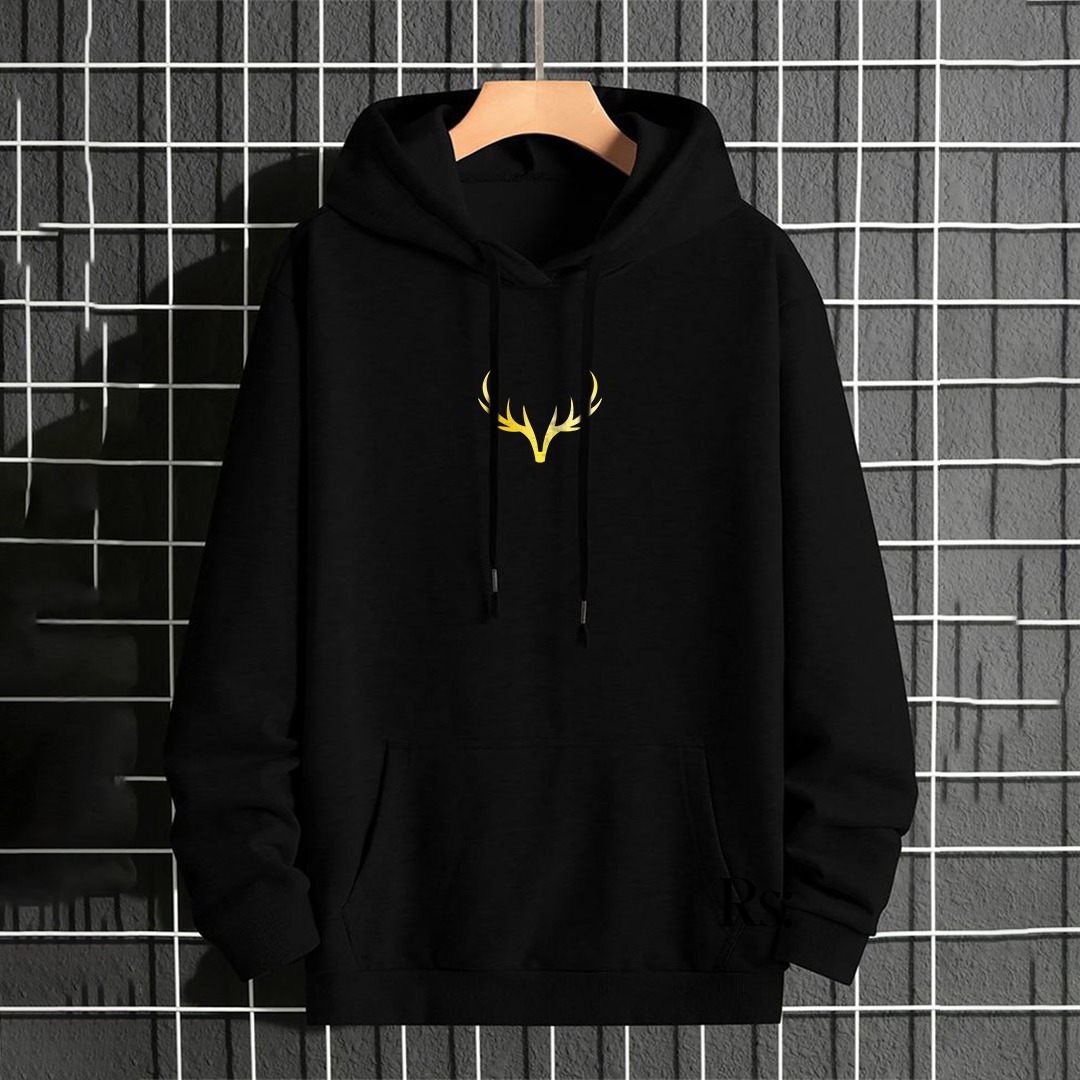 Golden Deer Horns Black Hoodie