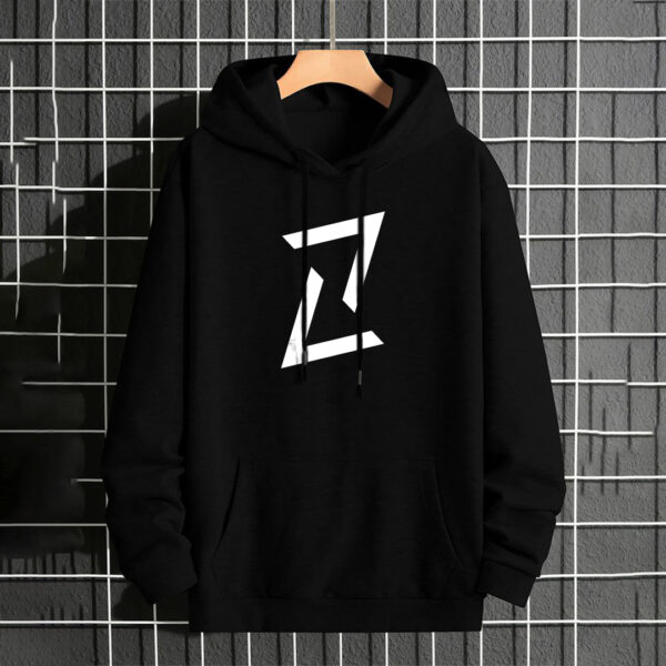 Men Geo Printed Black Hoodie