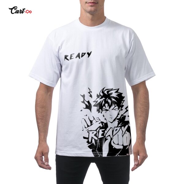 Letter And Figure Printed White Drop Shoulder T-shirt
