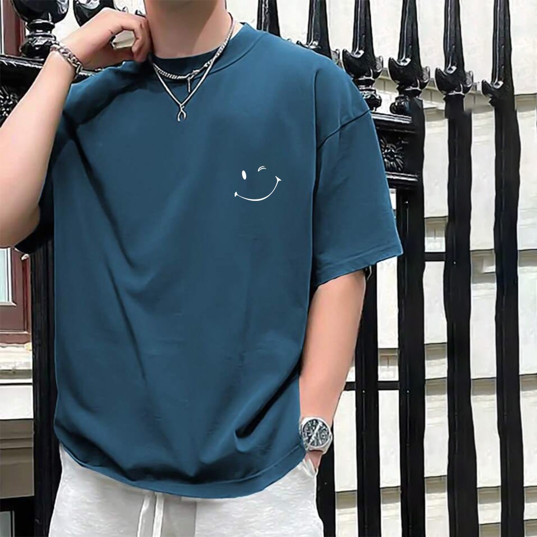 Smily Printing Oversized Round Neck T-Shirts
