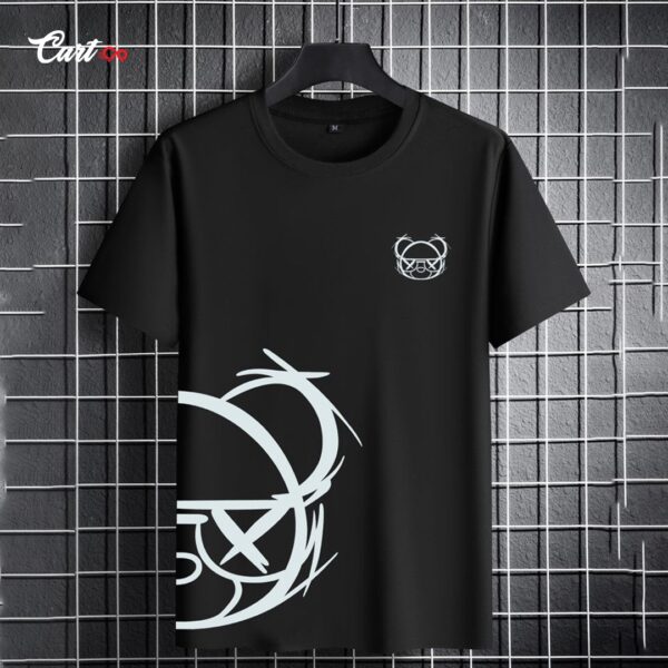 Magnifity Men Cartoon Reflector Printing Oversized Round Neck T-Shirts